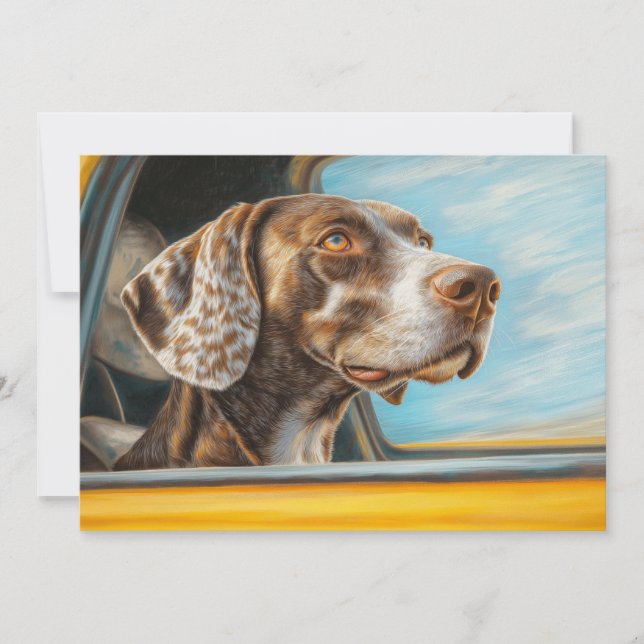Spotted Dog on a Car Adventure Art Print Card (Front)