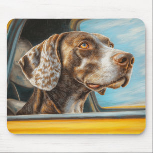 Spotted Dog on a Car Adventure Art Print Mouse Pad