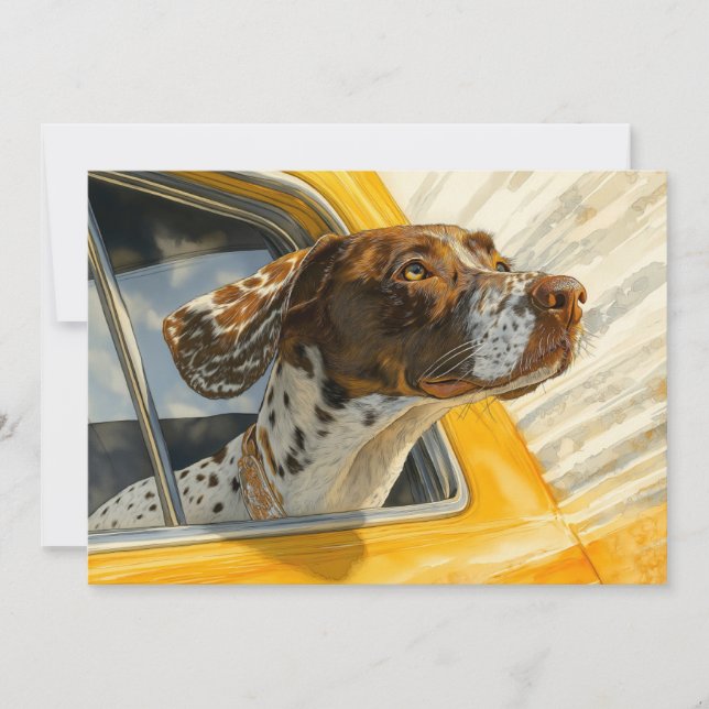 Spotted Dog on Car Ride Art Print Card (Front)