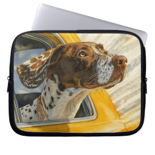 Spotted Dog on Car Ride Art Print Laptop Sleeve