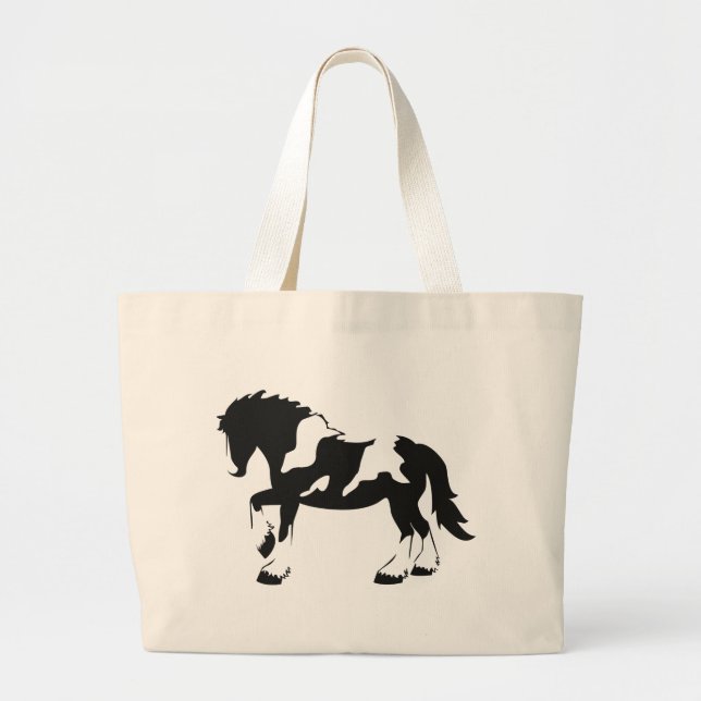 Spotted Draught   Horse Large Tote Bag (Front)