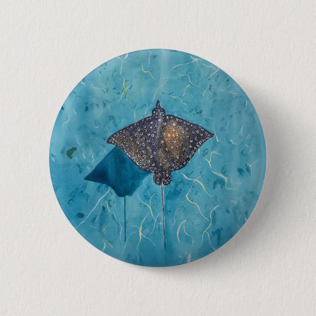 Spotted Eagle Stingray - Ocean 6 Cm Round Badge (Front)
