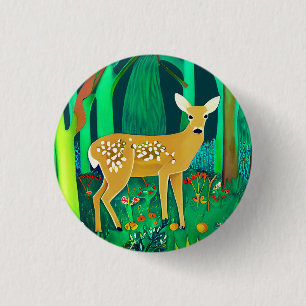 Spotted Fawn in a Fantasy Forest Setting 3 Cm Round Badge