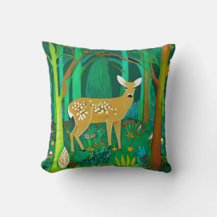 Spotted Fawn in a Fantasy Forest Setting  Cushion