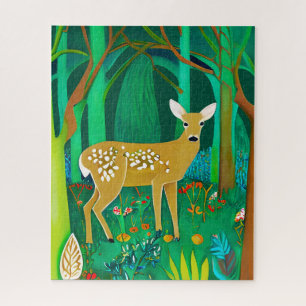 Spotted Fawn in a Fantasy Forest Setting Jigsaw Puzzle