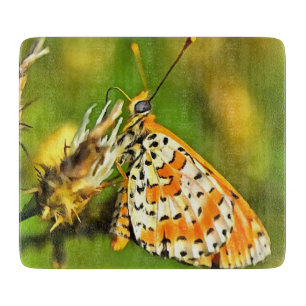 Spotted Fritillary Orange and White Butterfly Cutting Board