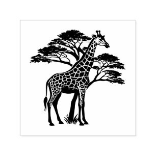 Spotted Giraffe by Trees Image Only No Text Self-inking Stamp
