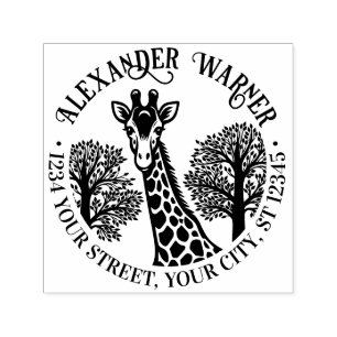Spotted Giraffe Head #3 Name Return Address  Self-inking Stamp