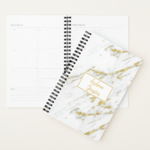 Spotted Gold Glitter White Marble Planner