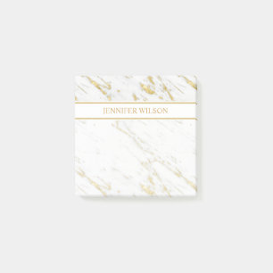 Spotted Gold Glitter White Marble Post-it Notes