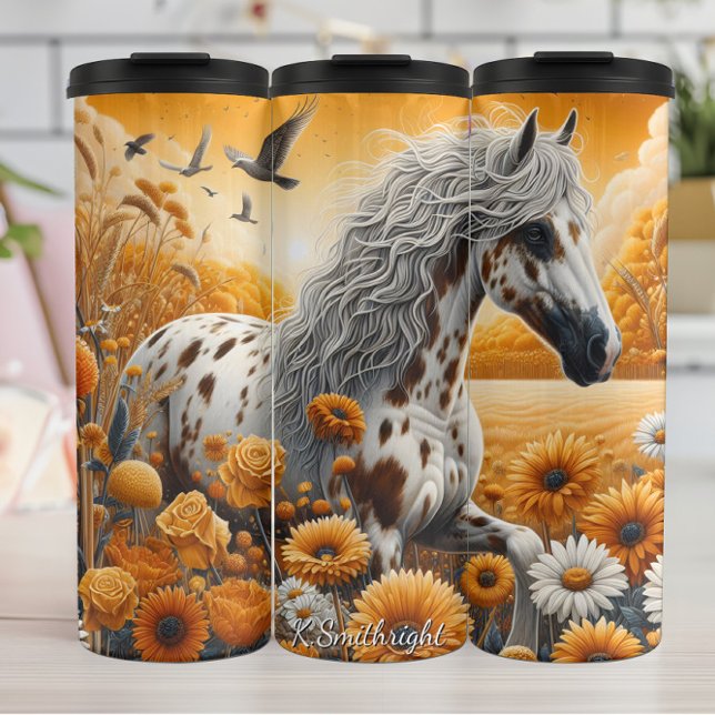Spotted Horse Golden Field Wildflowers Thermal Tumbler (Creator Uploaded)