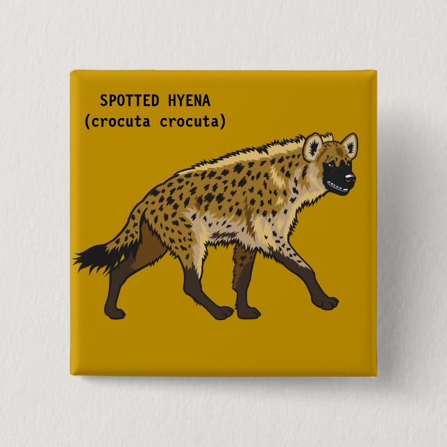 spotted hyena 15 cm square badge (Front)