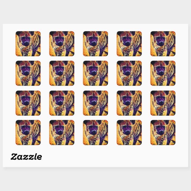 Spotted Hyena [Square Seal] Square Sticker (Sheet)
