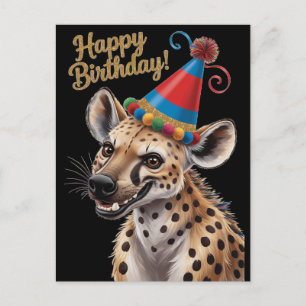 spotted Hyena wearing birthday hat Postcard