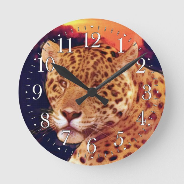 Spotted Jaguar Big Cat Wildlife Wall Clock (Front)