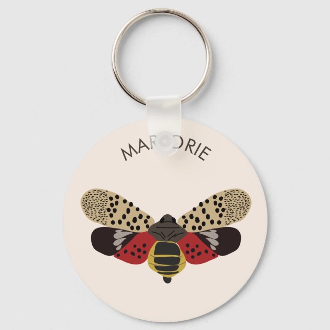 Spotted Lanternfly Bug Personalised Key Ring (Front)