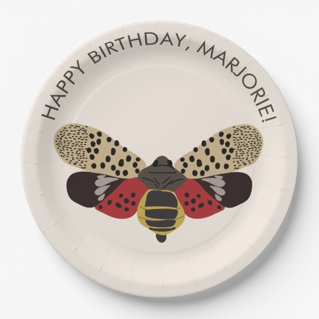 Spotted Lanternfly Bug Personalised Party Paper Plate (Front)
