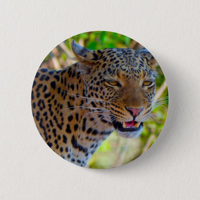 Spotted Leopard 6 Cm Round Badge (Front)