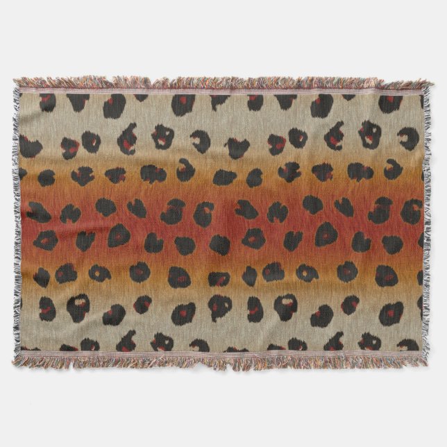 Spotted Leopard Animal Print Pattern Throw Blanket (Front)