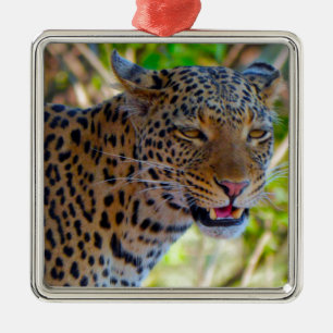 Spotted Leopard Metal Tree Decoration