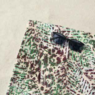 Spotted, leopard, tropical, palm, leaves, brown, beach towel