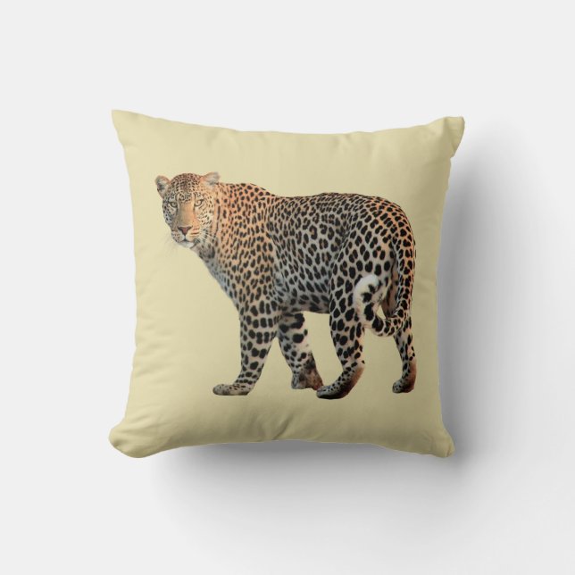 Spotted Leopard Wild Cat Photograph Cushion (Front)