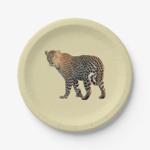 Spotted Leopard Wild Cat Photograph Paper Plate