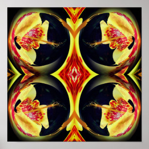 Spotted Lily Floral Mirror Abstract Art   Poster