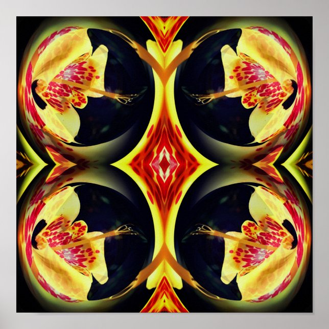 Spotted Lily Floral Mirror Abstract Art   Poster (Front)