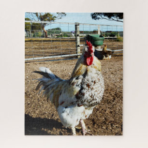 **"Spotted Majesty: The Speckled Farm Rooster"** Jigsaw Puzzle