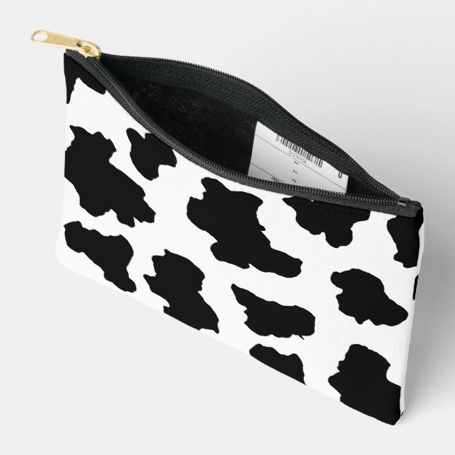 Spotted Moo Cow Dutch Holstein Animal Spots Accessory Pouch (Open)