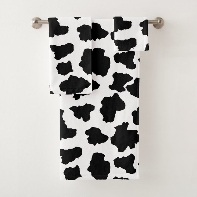 Spotted Moo Cow Dutch Holstein Animal Spots Bath Towel Set (Insitu)