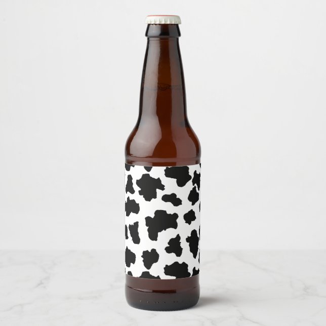 Spotted Moo Cow Dutch Holstein Animal Spots Beer Bottle Label (Front)