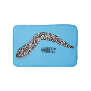 Spotted moray eel cartoon illustration bath mat