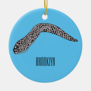 Spotted moray eel cartoon illustration ceramic ornament