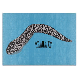 Spotted moray eel cartoon illustration cutting board