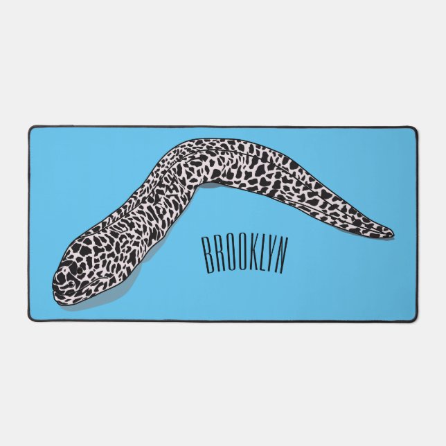 Spotted moray eel cartoon illustration desk mat (Front)