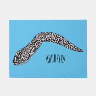Spotted moray eel cartoon illustration doormat
