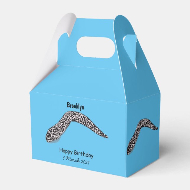 Spotted moray eel cartoon illustration favour box (Front Side)