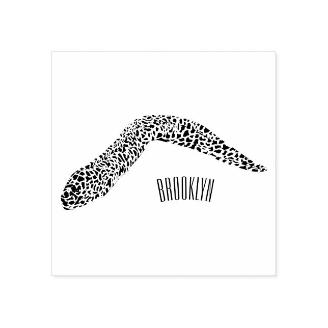 Spotted moray eel cartoon illustration rubber stamp (Imprint)