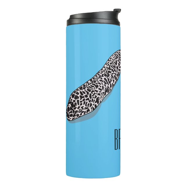 Spotted moray eel cartoon illustration thermal tumbler (Rotated Left)