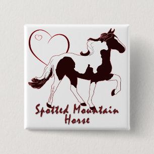 Spotted Mountain Horse Hearts 15 Cm Square Badge