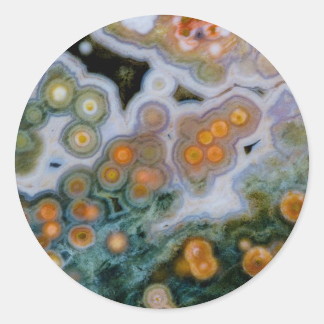 Spotted Ocean Jasper Classic Round Sticker (Front)