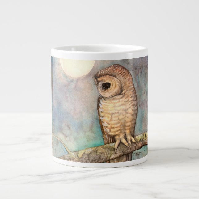 Spotted Owl Wildlife Art Large Coffee Mug (Front)