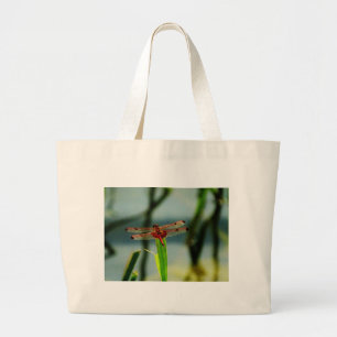 Spotted  Red and Black Dragonfly Large Tote Bag