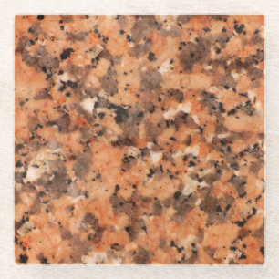 Spotted Rock Texture Lively Pattern Orange Black Glass Coaster