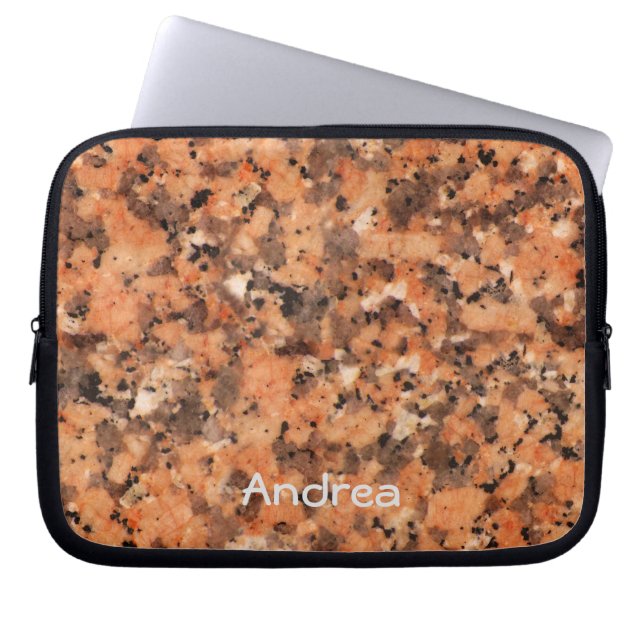Spotted Rock Texture Lively Pattern Orange Black Laptop Sleeve (Front)