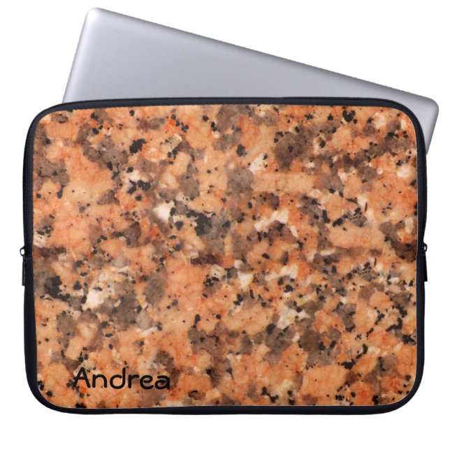 Spotted Rock Texture Lively Pattern Orange Black Laptop Sleeve (Front)