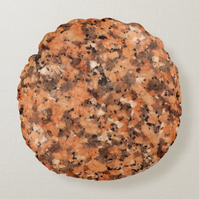 Spotted Rock Texture Lively Pattern Orange Black Round Cushion (Front)