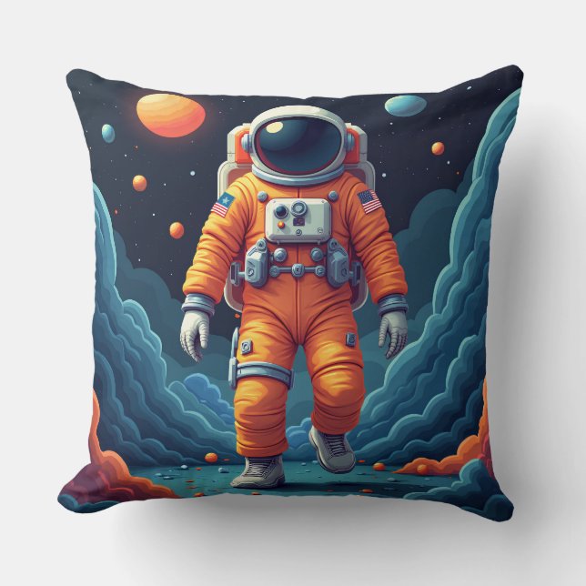 Spotted Spaceman Throw Pillow (Front)